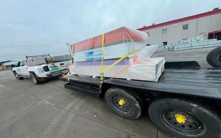 a truck with a large package on the back